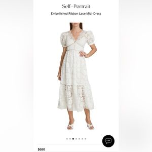 Self-Portrait
Embellished Ribbon Lace Midi-Dress